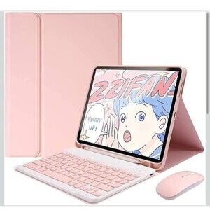 for iPad 11th (A16, 2025) / 10th Generation Case with Keyboard, Mouse and Pink